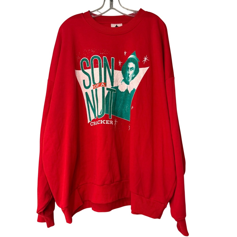 Elf Movie Son of a Nutcracker Red Graphic Sweatshirt XXL Buddy the Elf Pullover